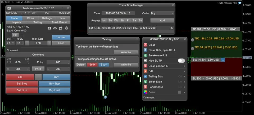 Trade Time Manager scheduling feature