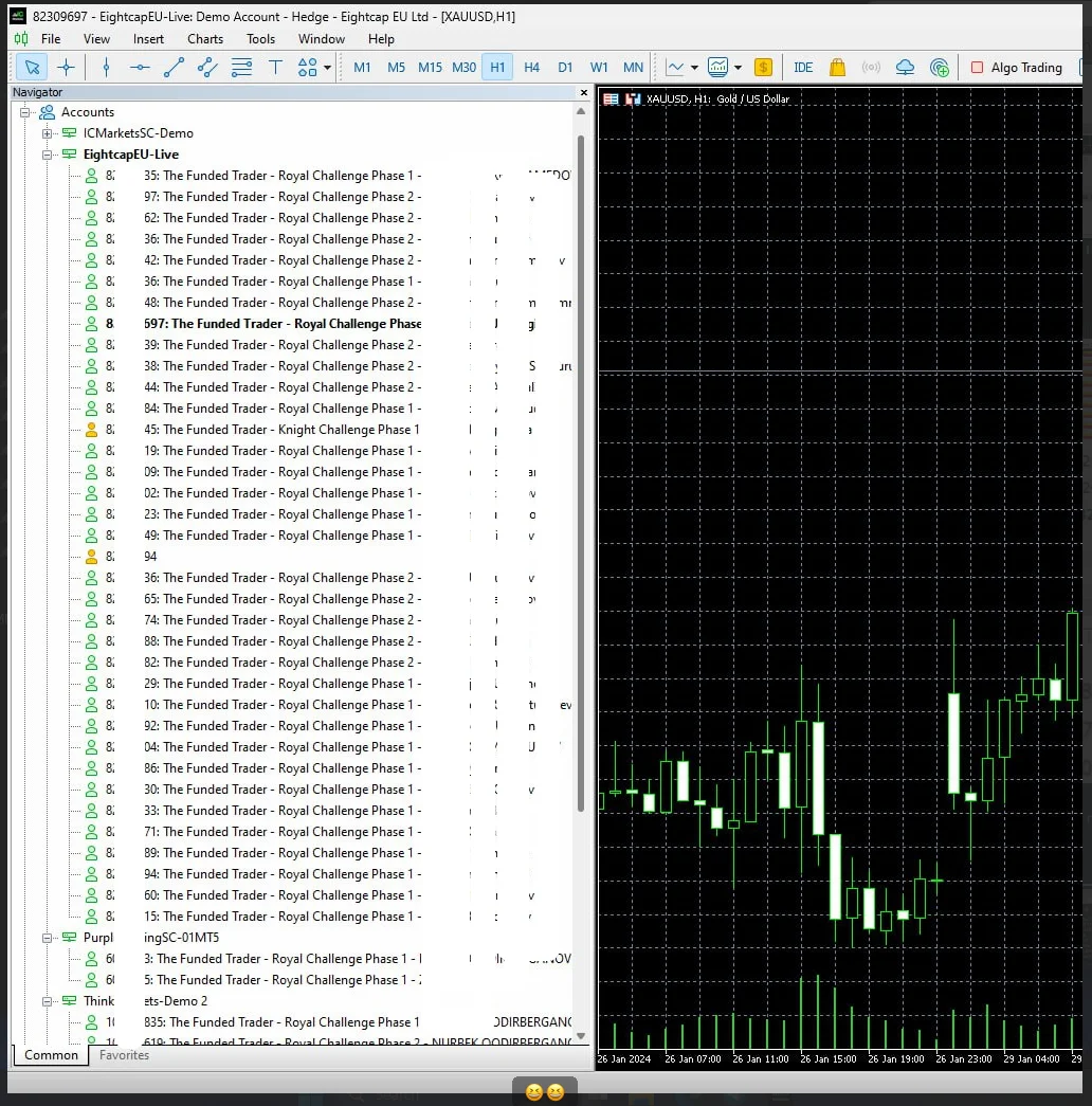 Forex trading EA dashboard