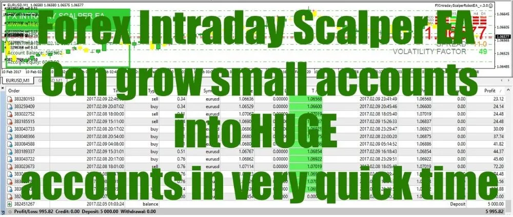 Forex scalping EA performance graph